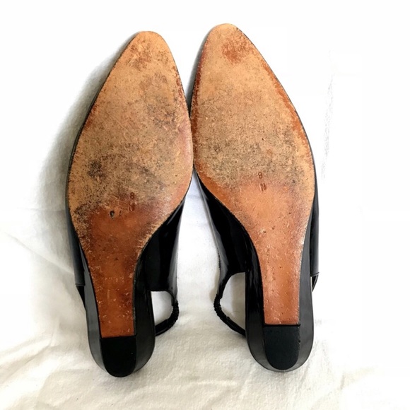 Vintage Black Patent Leather Slingback Flats - Picture 6 of 6